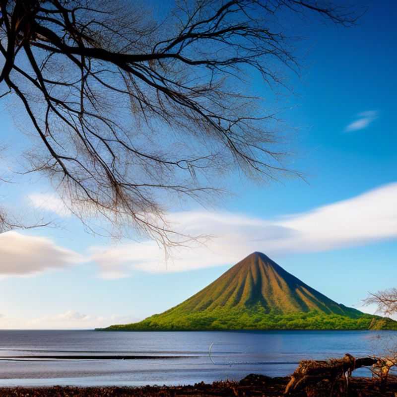 L'île d'Ometepe, Nicaragua : vue panoramique des volcans et de la nature luxuriante.