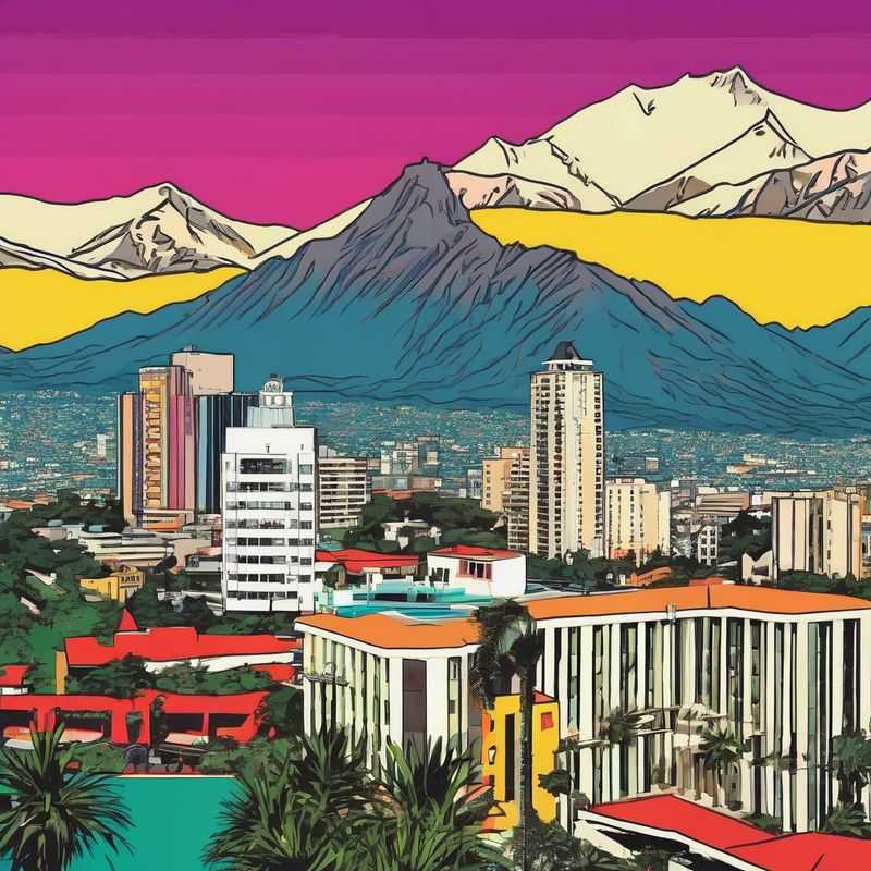 Panoramic view of the modern skyline of Monterrey, Mexico, showcasing diverse neighborhoods ideal for a comfortable stay.