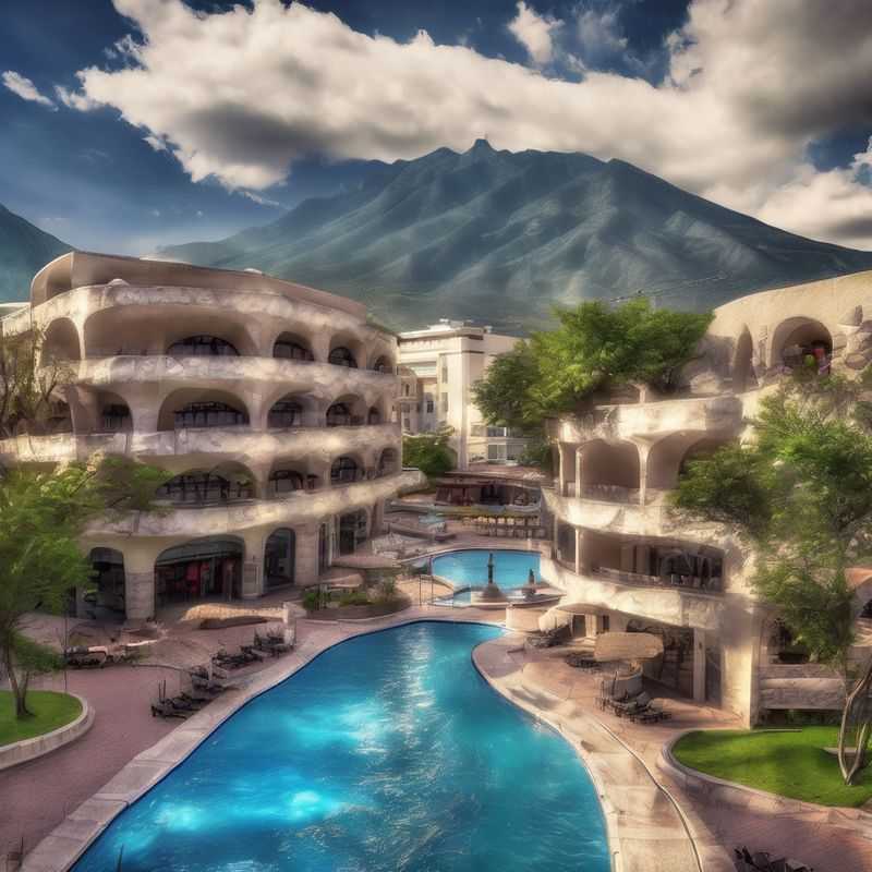 Panoramic view of the modern skyline of Monterrey, Mexico, showcasing diverse neighborhoods ideal for a comfortable stay.