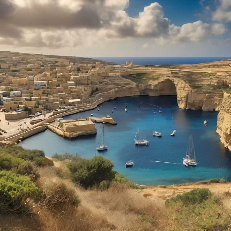 Charming stone houses and winding streets bathed in the golden light of sunset in the picturesque village of Xlendi, Gozo, Malta.