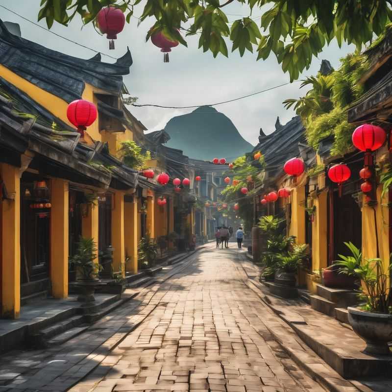 Lantern-lit streets of Hoi An, Vietnam, showcasing the vibrant charm of its ancient town, a perfect place to immerse oneself in local culture and history.