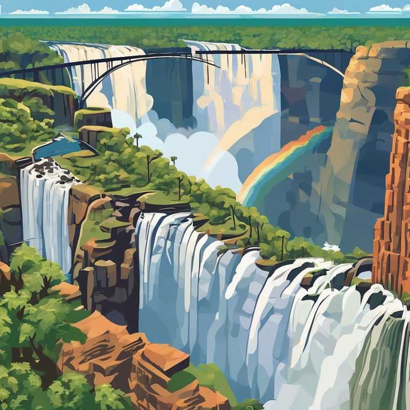 A breathtaking panoramic view of Victoria Falls, also known as Mosi-oa-Tunya, The Smoke That Thunders, showcasing its immense power and majestic spray, as seen from the Zimbabwean side, highlighting the prime locations for an unforgettable stay.