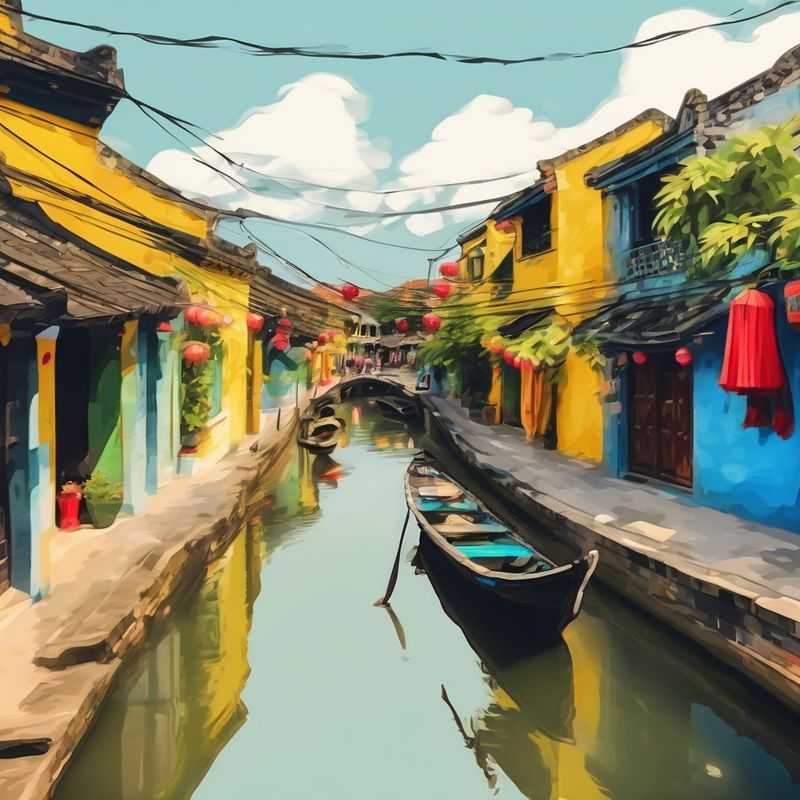 Lantern-lit streets of Hoi An, Vietnam, showcasing the vibrant charm of its ancient town, a perfect place to immerse oneself in local culture and history.