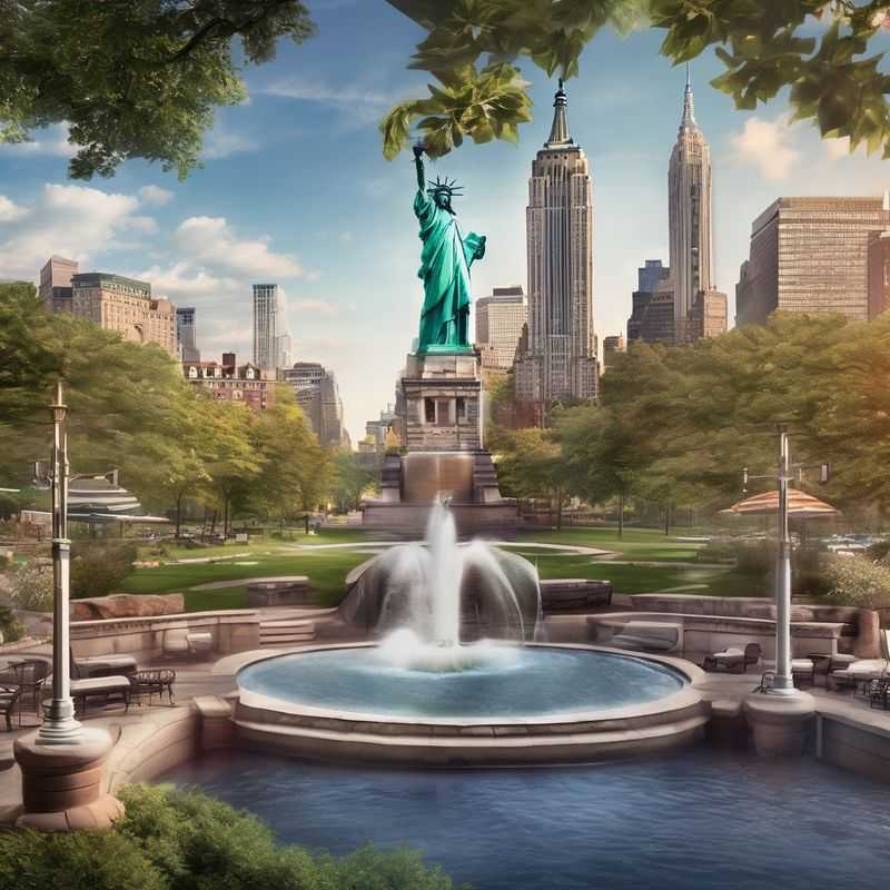 A panoramic view of the iconic New York City skyline, with the Statue of Liberty prominently featured, as seen from a vantage point in New Jersey, showcasing the proximity and accessibility of both regions.