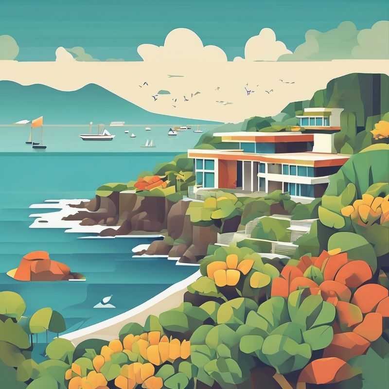 Scenic coastal view of Jeju Island, South Korea, showcasing the vibrant blue ocean meeting lush green volcanic landscapes, highlighting the island's natural beauty.